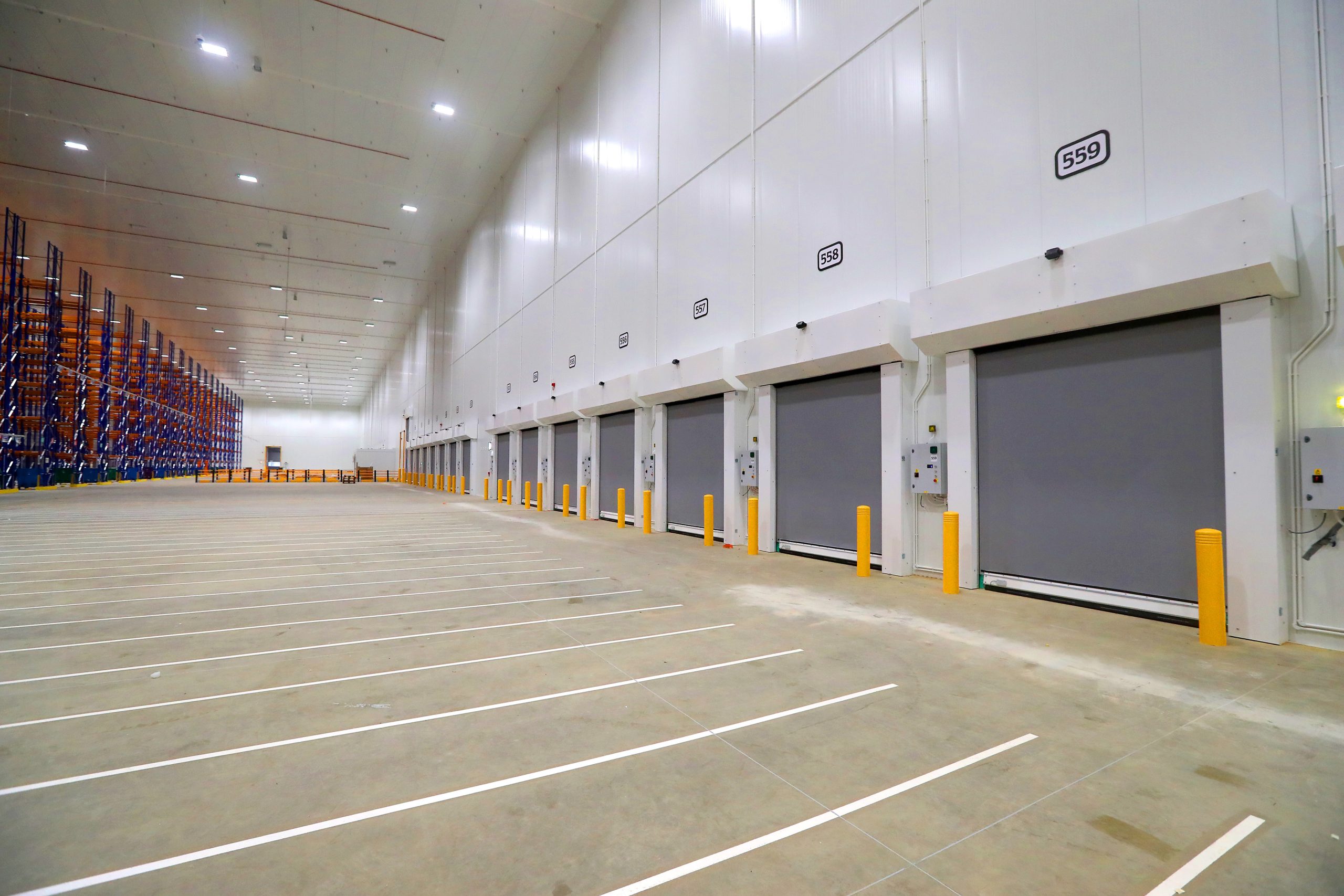 SAINSBURYS PINEHAM FROZEN NATIONAL DISTRIBUTION CENTRE - BASE BUILDPictures by Adam FradgleyPictured at GV / General View of the loading dock inside the freezerThe new Sainsbury's National Frozen Distribution Centre featuring a 2.7KM2 -25c freezer - built by Base Build Services